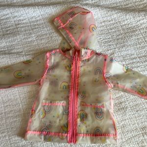 Rainbow print rain jacket